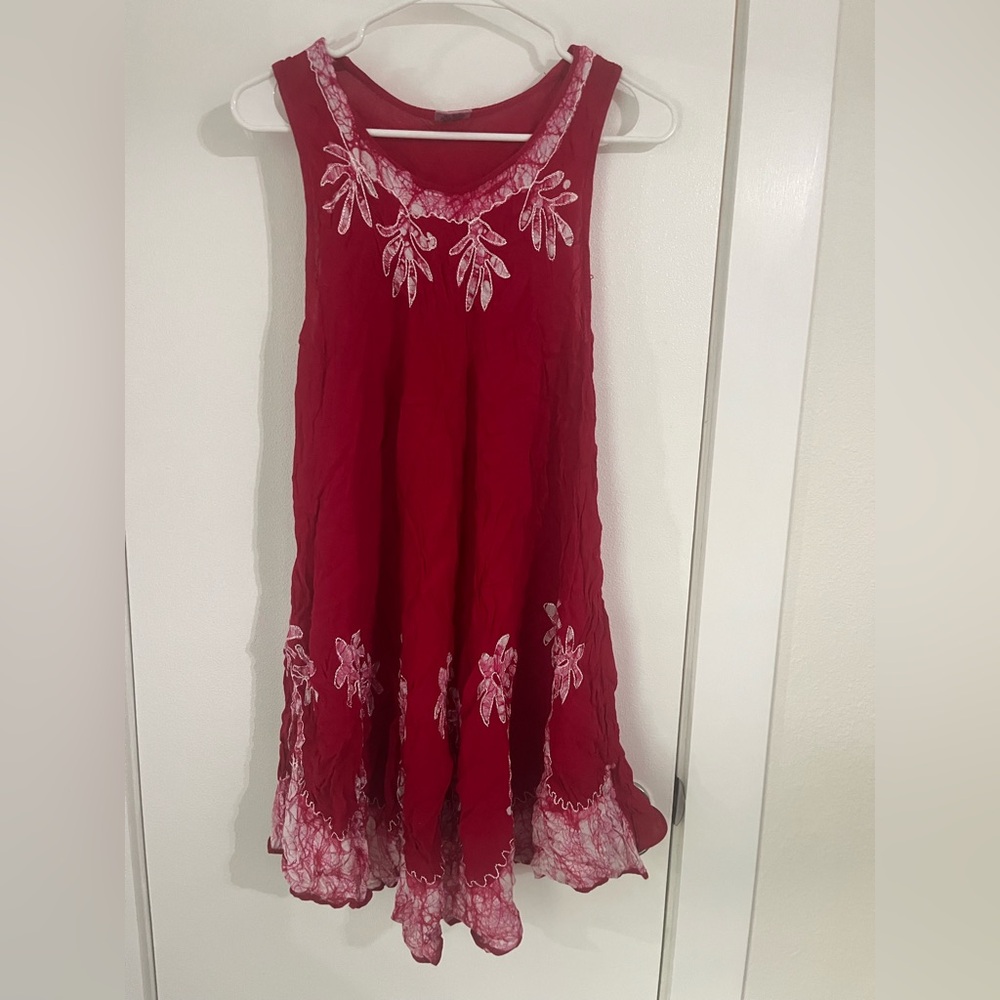 Advance Apparels Red Dress with White Floral Design